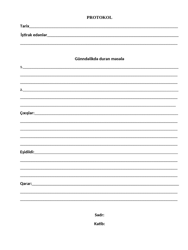 PROTOKOL Formasə | PDF
