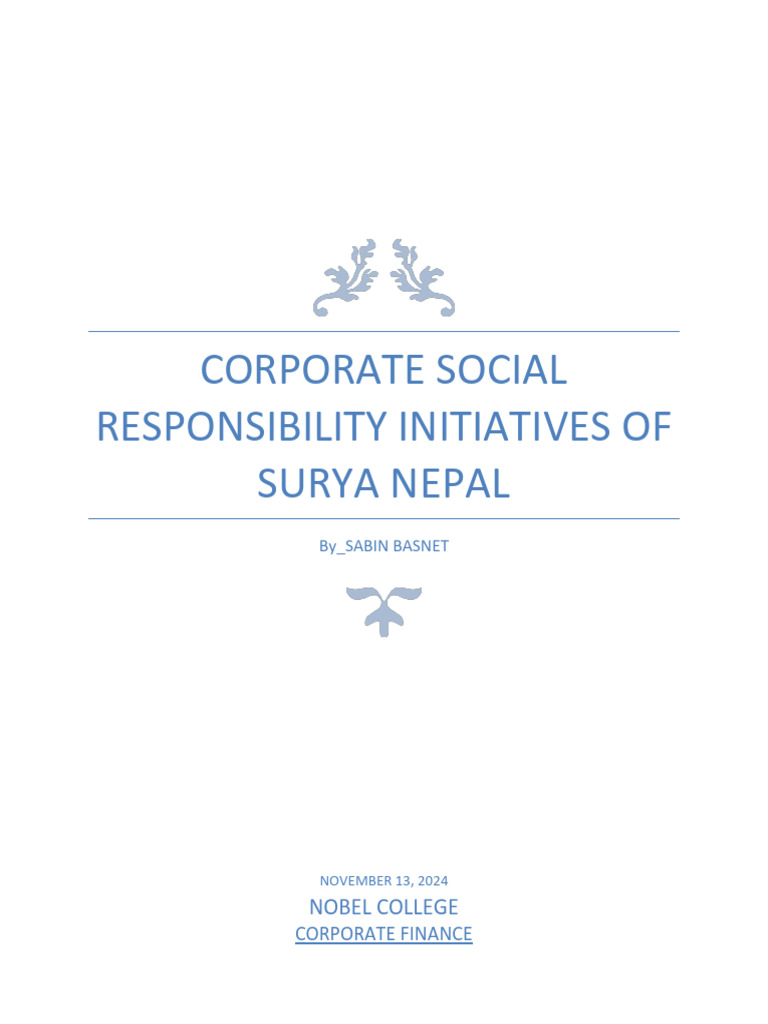 CSR Initiatives of Surya Nepal | PDF | Corporate Social Responsibility ...
