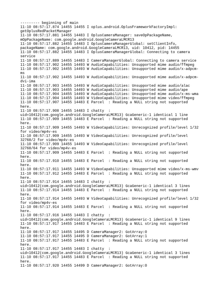 Oplus Camera Manager Log Analysis | PDF | Computing | Computer Programming