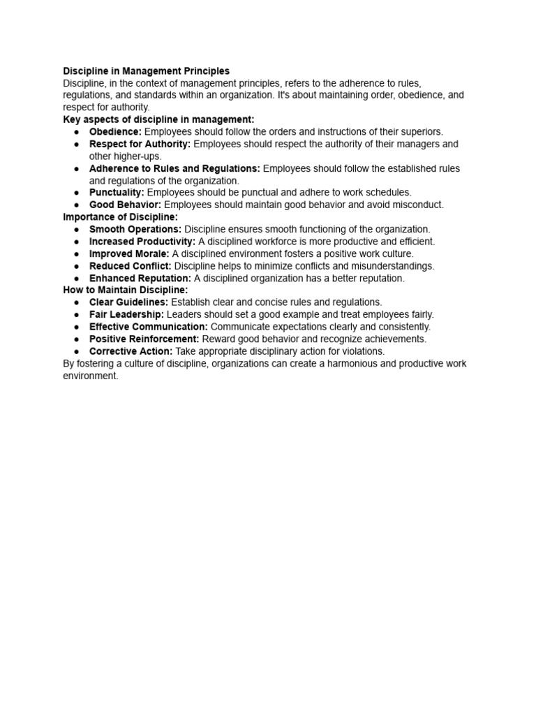 Principles of Discipline in Management | PDF