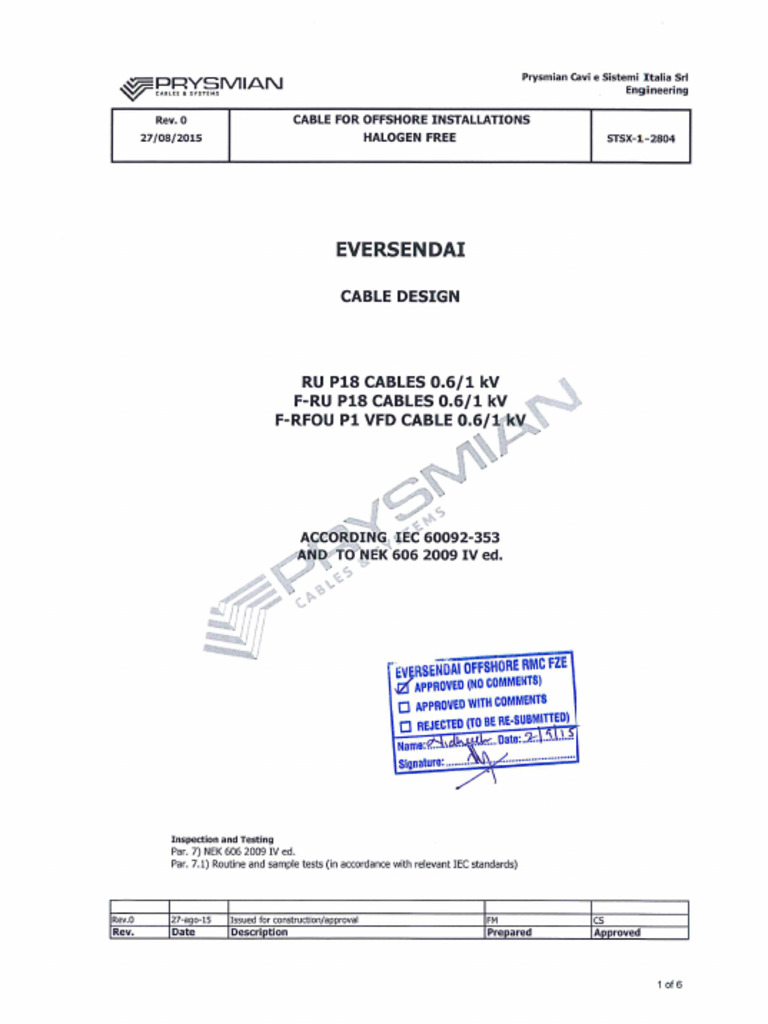 Cable Datasheet - Prysmian | PDF