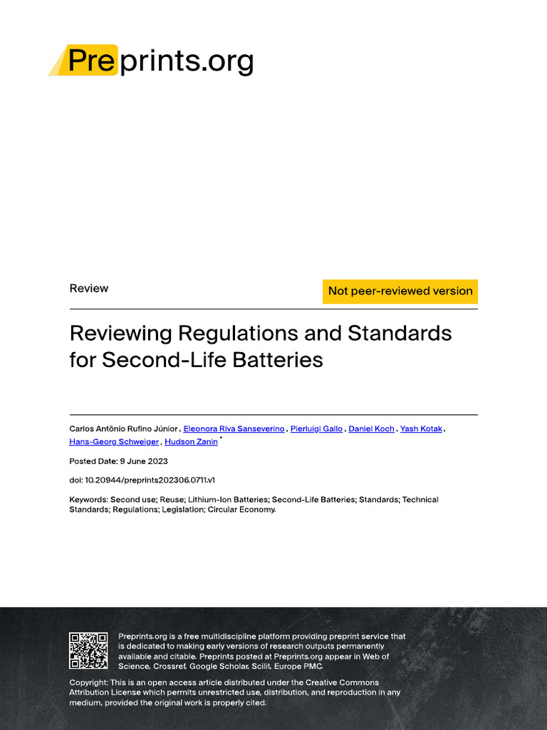 Preprints202306 0711 v1 | PDF | Electric Vehicle | Recycling