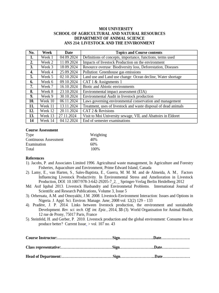 ANS 214 Notes Part 1 Sep 2024 | PDF | Biodiversity | Agriculture