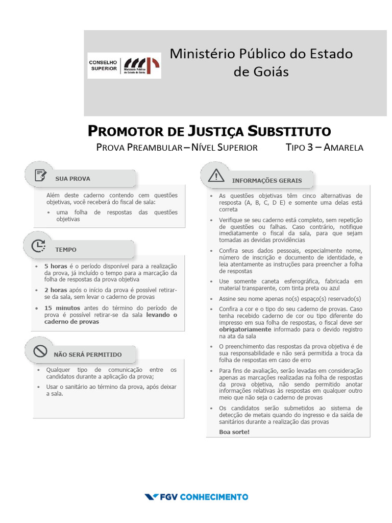 Prova Preambular Promotor Justiça Goiás | PDF | Sentença (jurídico ...