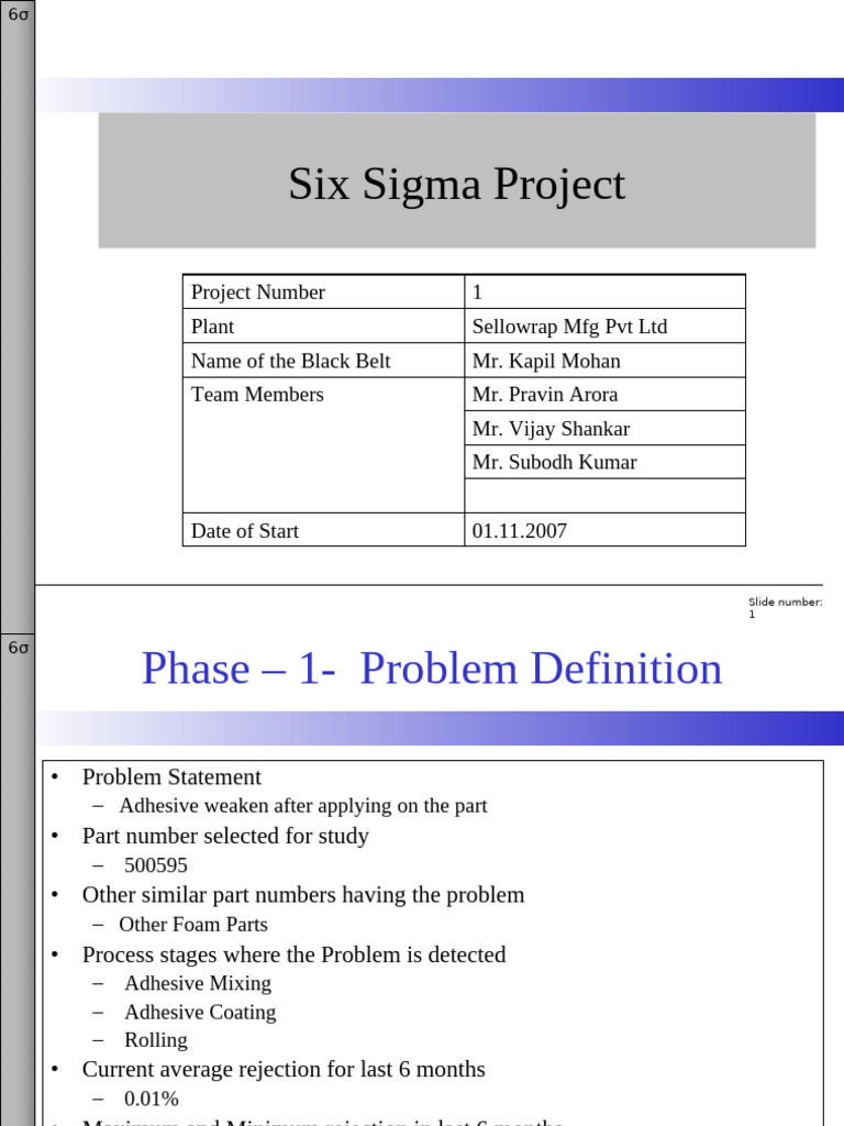 Six Sigma Problem Solving Documentation-Sellowrap | PDF | Materials