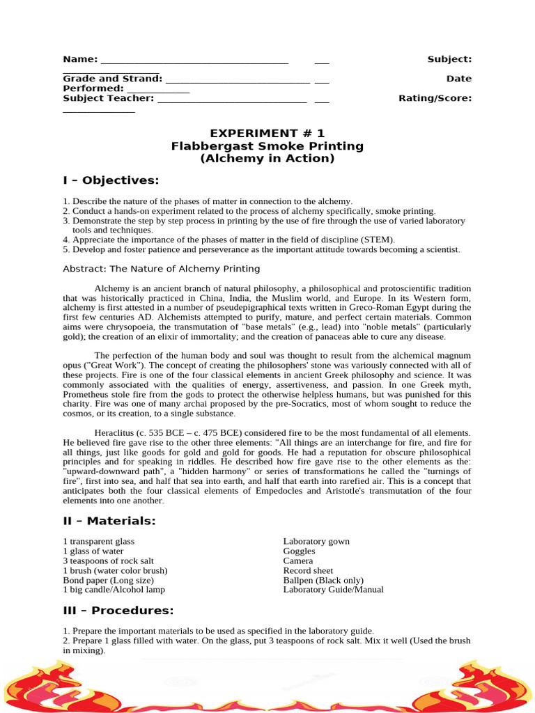 Experiment in Gen. Chem. 1 | PDF | Alchemy