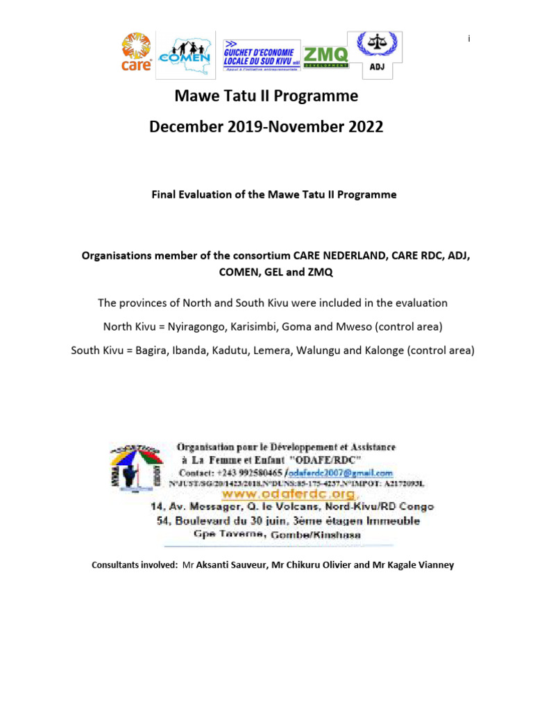 Final Evaluation of Mawe Tatu II Program | PDF | Entrepreneurship ...
