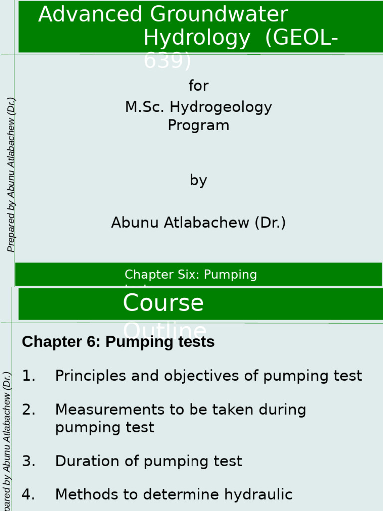 Pumping Tests in Groundwater Hydrology | PDF | Aquifer | Environmental ...