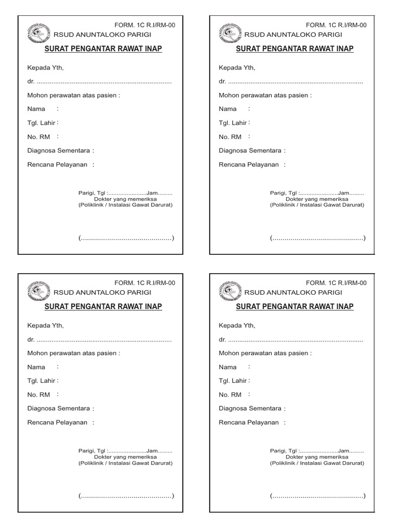 Surat Pengantar Rawat Inap | PDF
