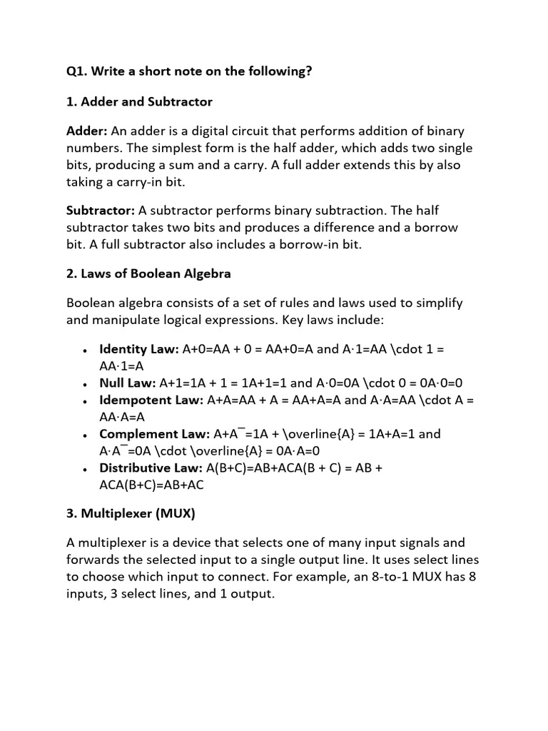 COA Answers Only Theort | PDF | Digital Electronics | Electronic Design