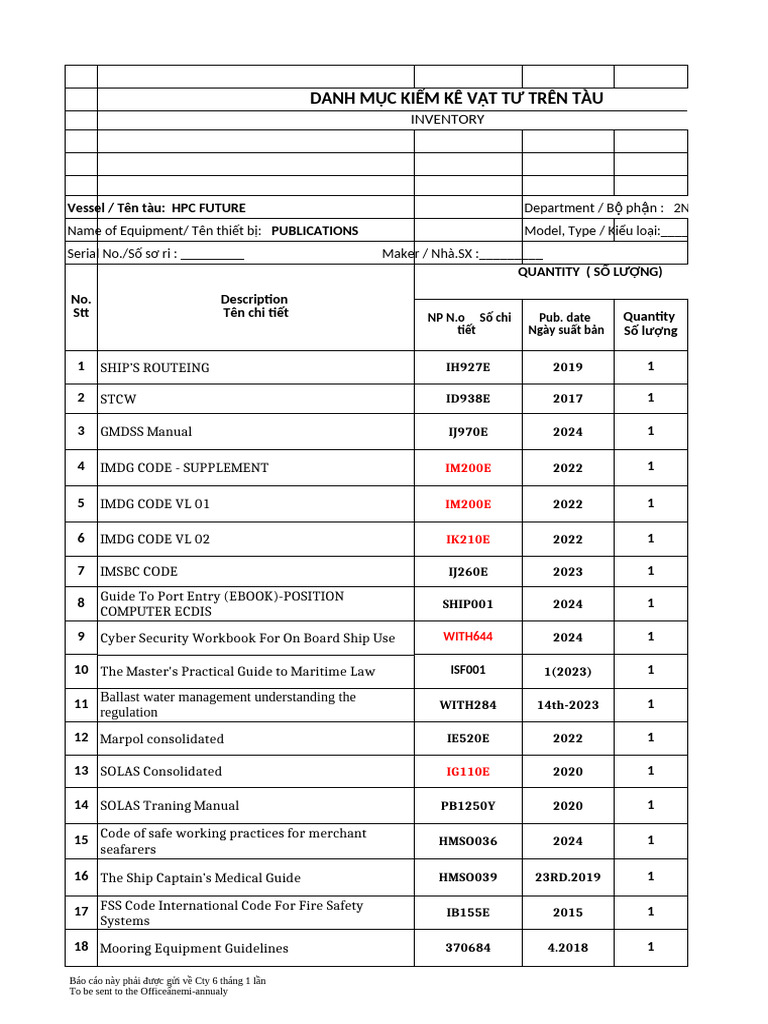 2.0 Inventory30.11.2024 | PDF | Shipping | Water Transport