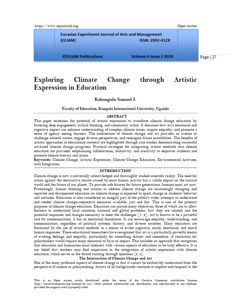 Exploring Climate Change Through Artistic Expression in Education | PDF ...