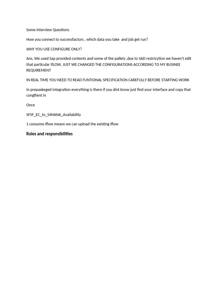 Interview Questions on SuccessFactors Integration | PDF