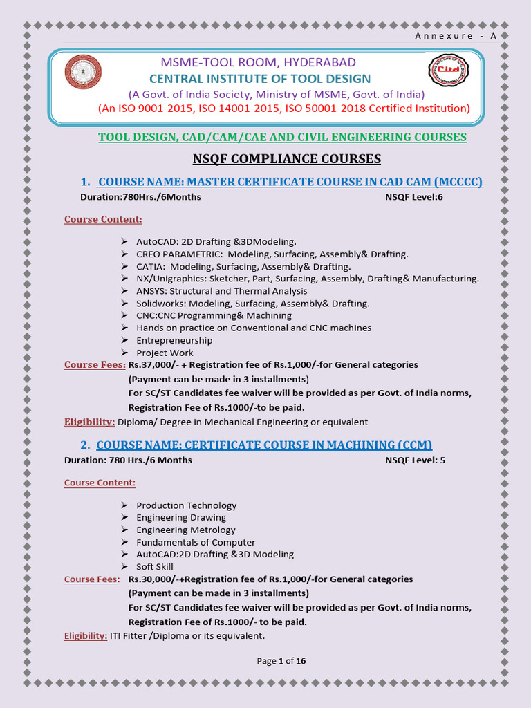 Updated Cad Cam Cae Courses Details | PDF | Secondary Sector Of The ...