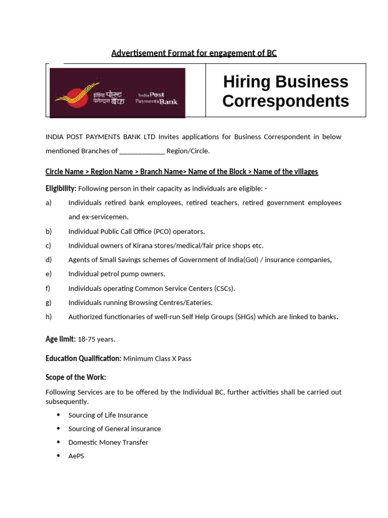 Annexure 1 - Advertisement Format | PDF