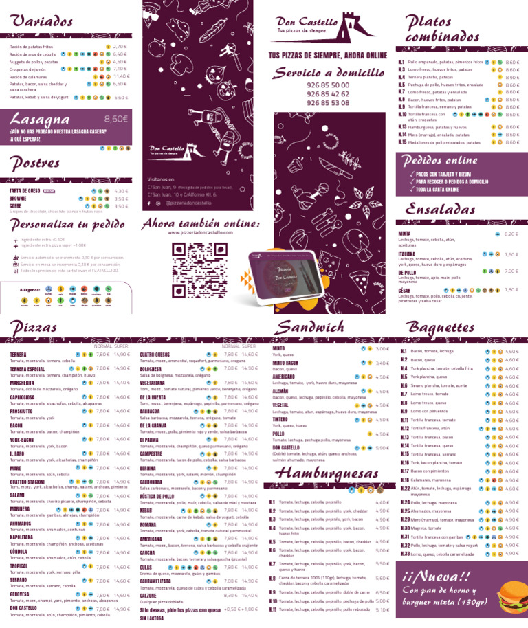 Menú de Pizzería Don Castello | PDF | Pizza | Cocina occidental