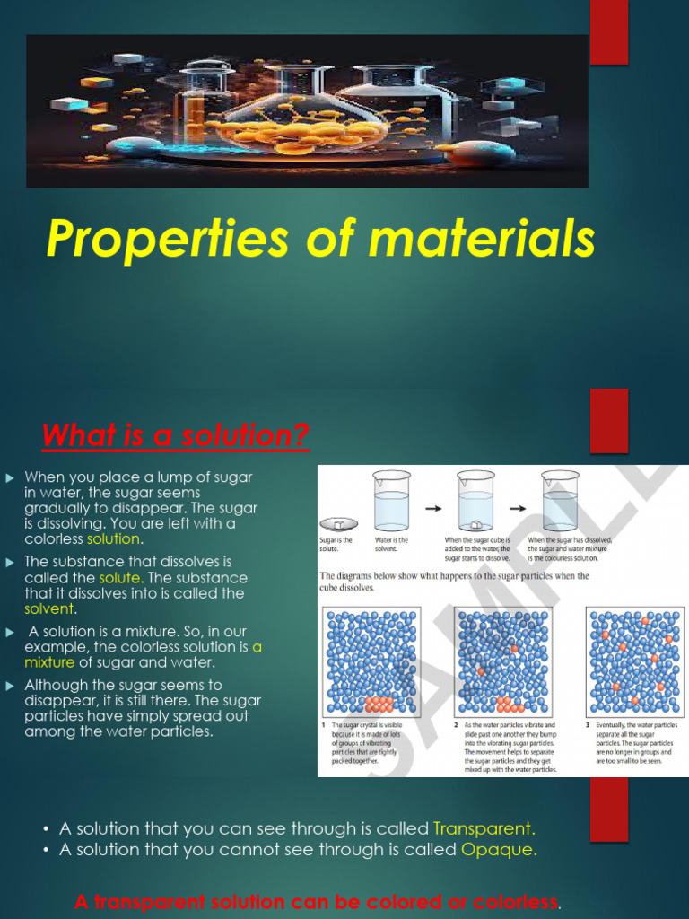 Properties of Material and Chromatography | PDF | Solubility | Salt ...