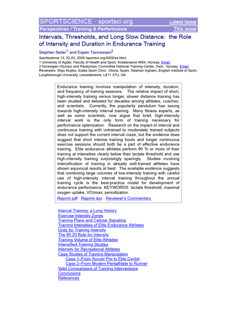 Intervals, Thresholds, and Long Slow Distance - The Role of Intensity ...