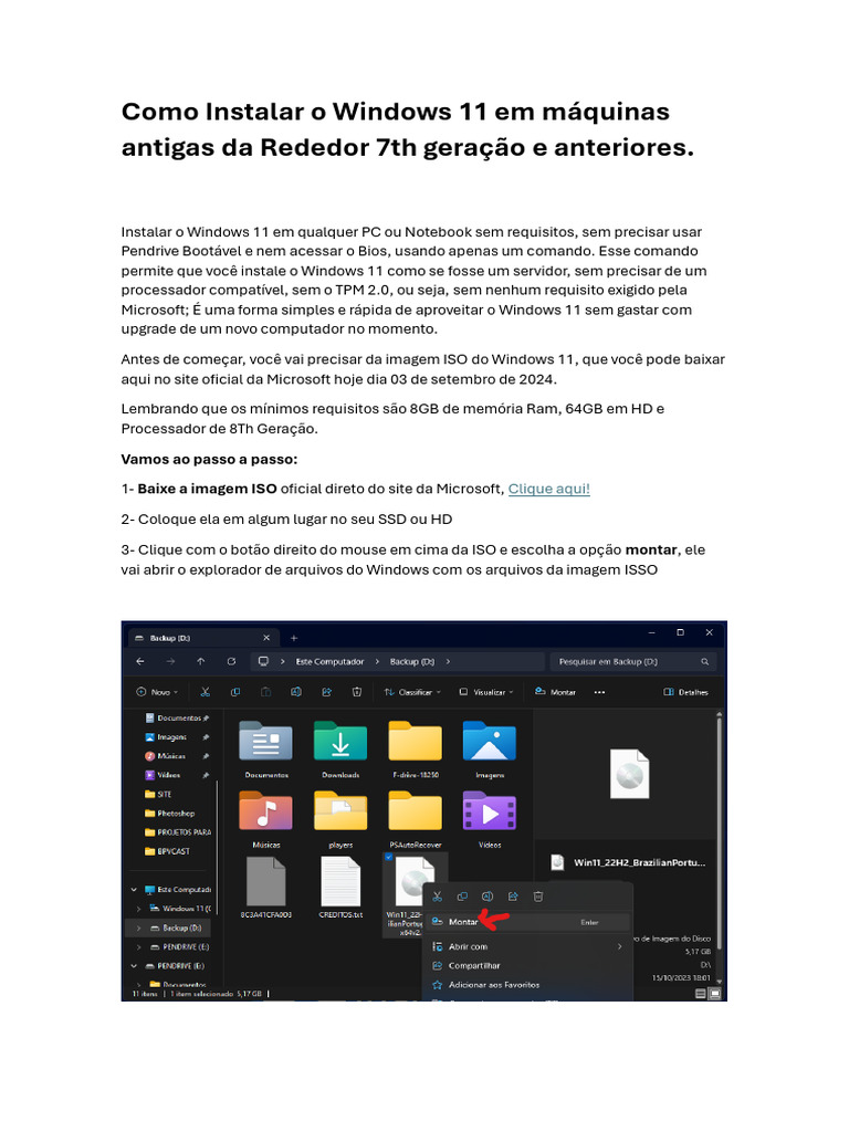 Instalação do Windows 11 em PCs Antigos | PDF | Microsoft Windows ...