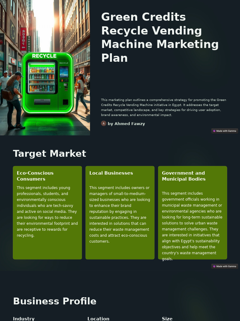 Green Credits Vending Machine Strategy | PDF | Economies | Marketing