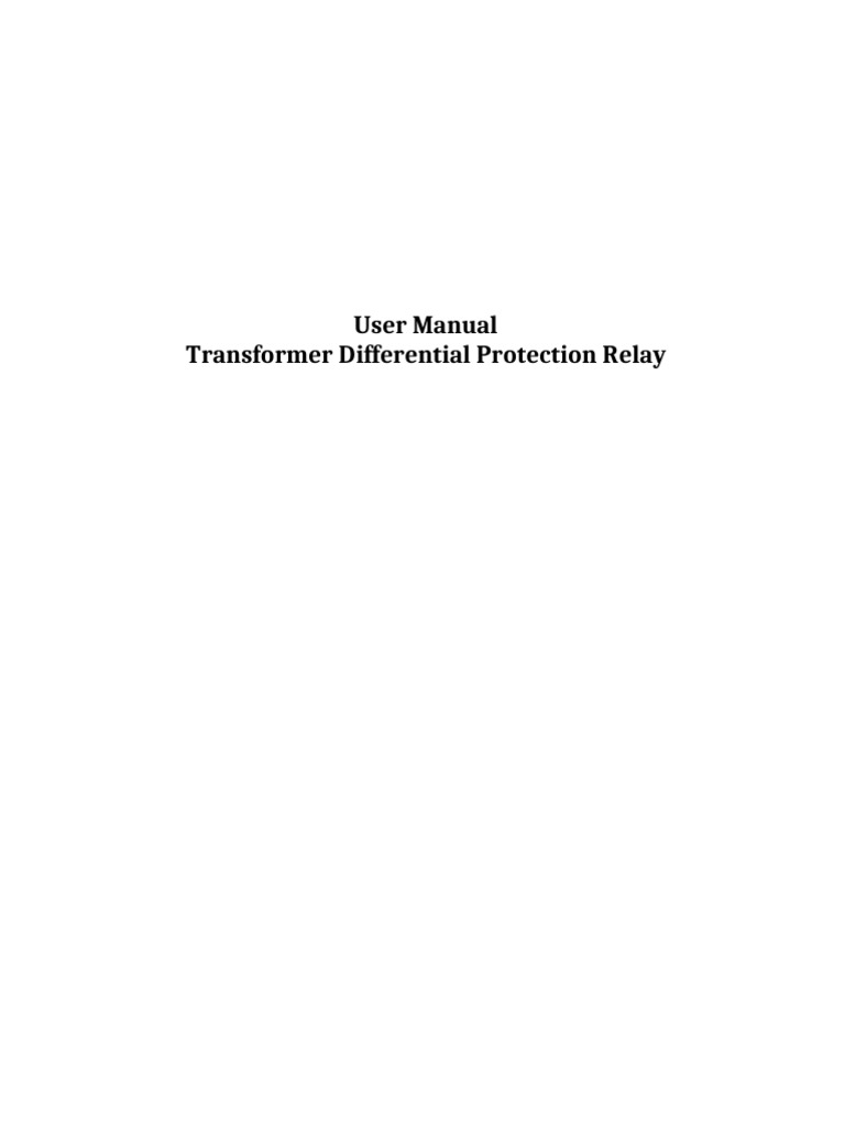 Transformer Differential Relay Pdf
