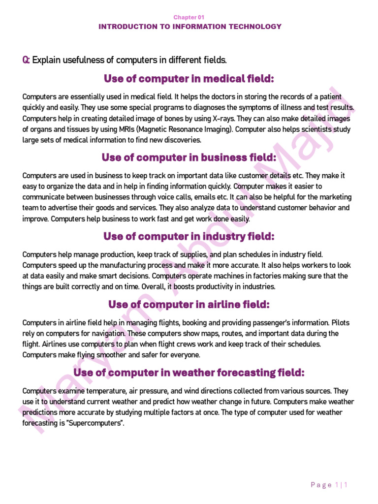 Usefulness of computer (XII-N Maryam) | PDF | Magnetic Resonance ...