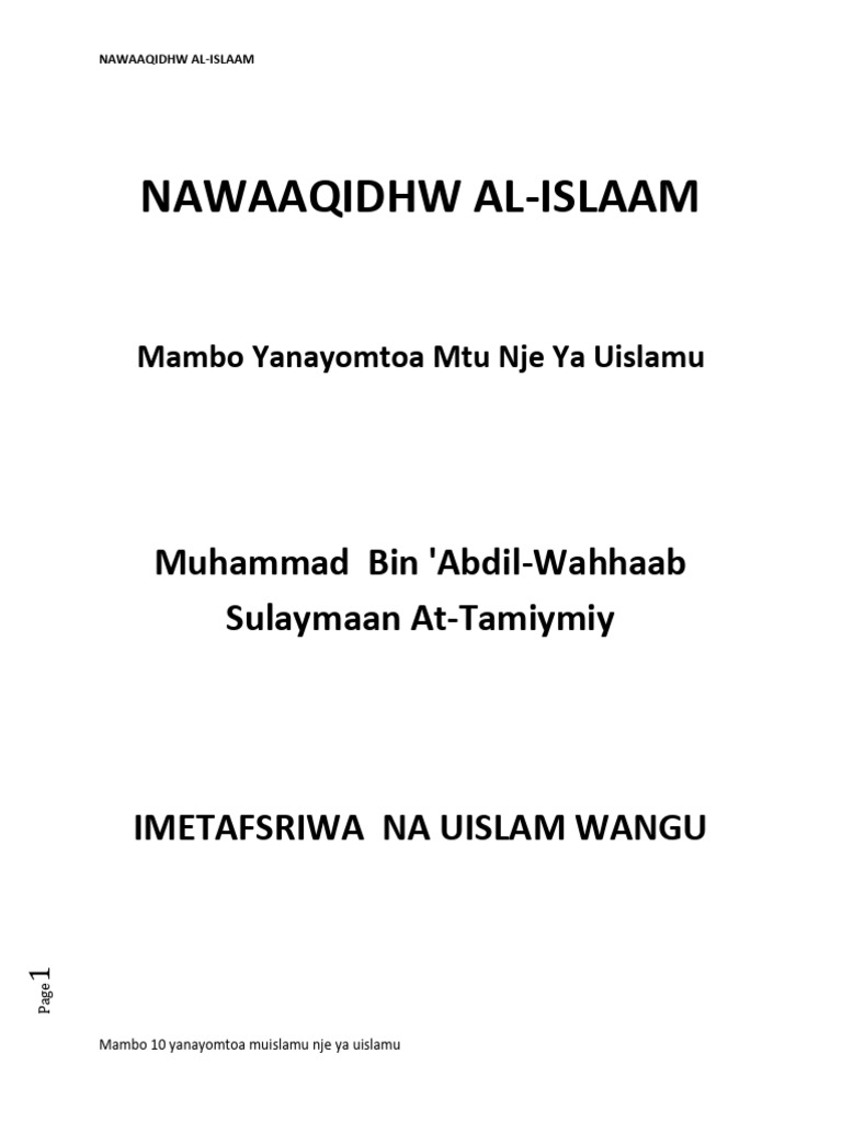 Yanayomtoa Muislam Katika Uislamu | PDF