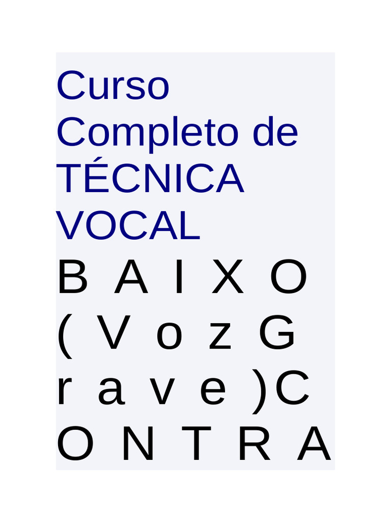 Curso Completo De Técnica Vocal Pdf Canto Voz Humana