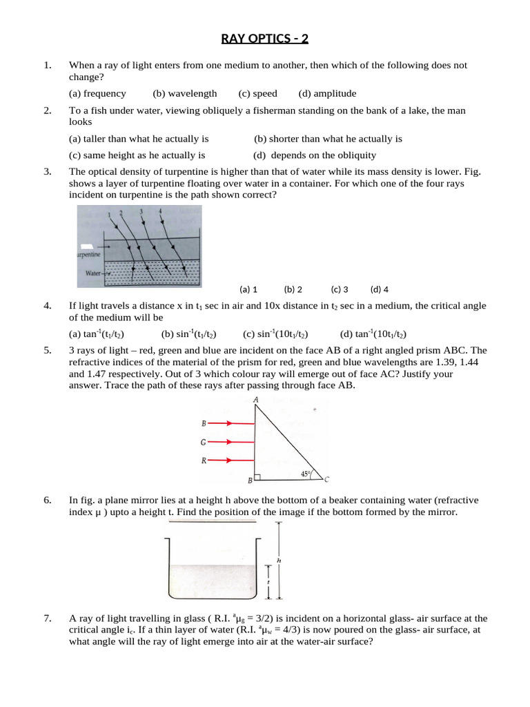 Ray Optics - 2 (Refraction) | PDF | Refraction | Optics