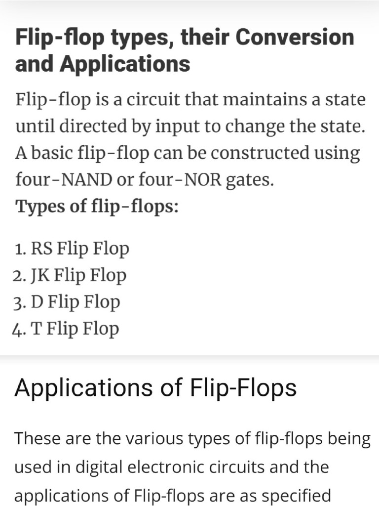 Flip-Flop Types and Applications Guide | PDF | Digital Technology ...