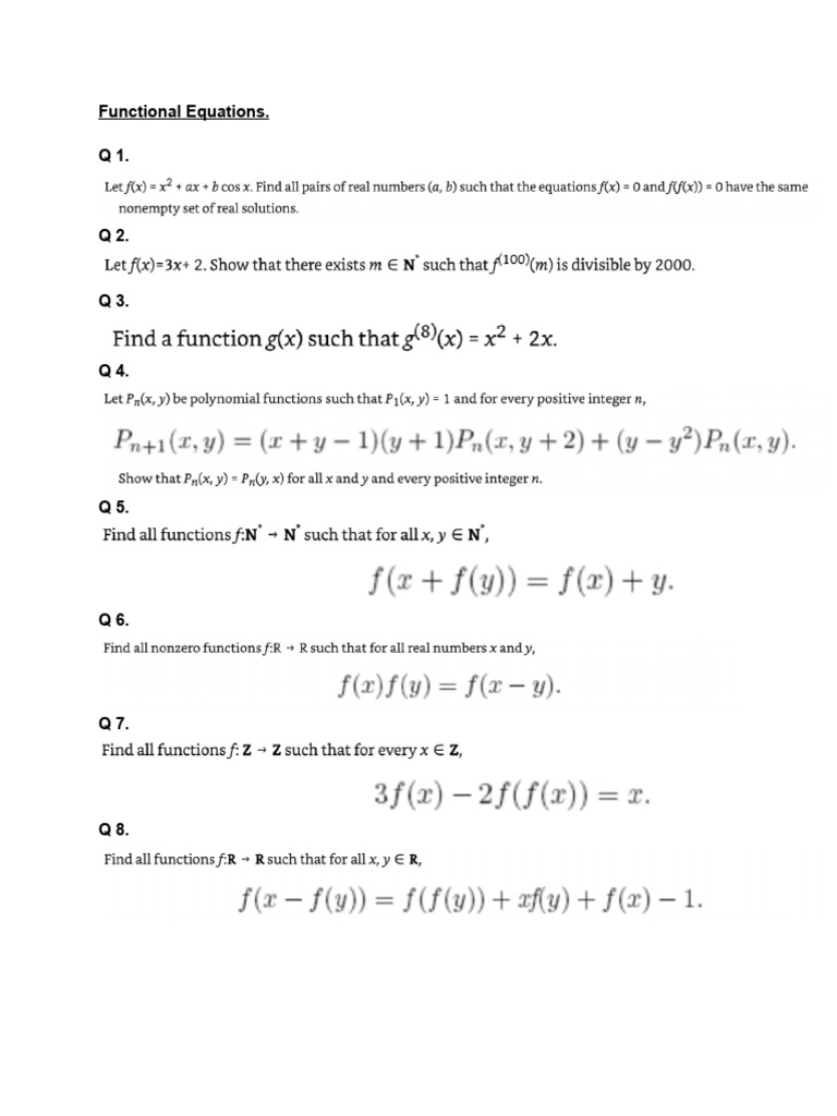 MOTC+Assignment+-+Functional+Equations | PDF