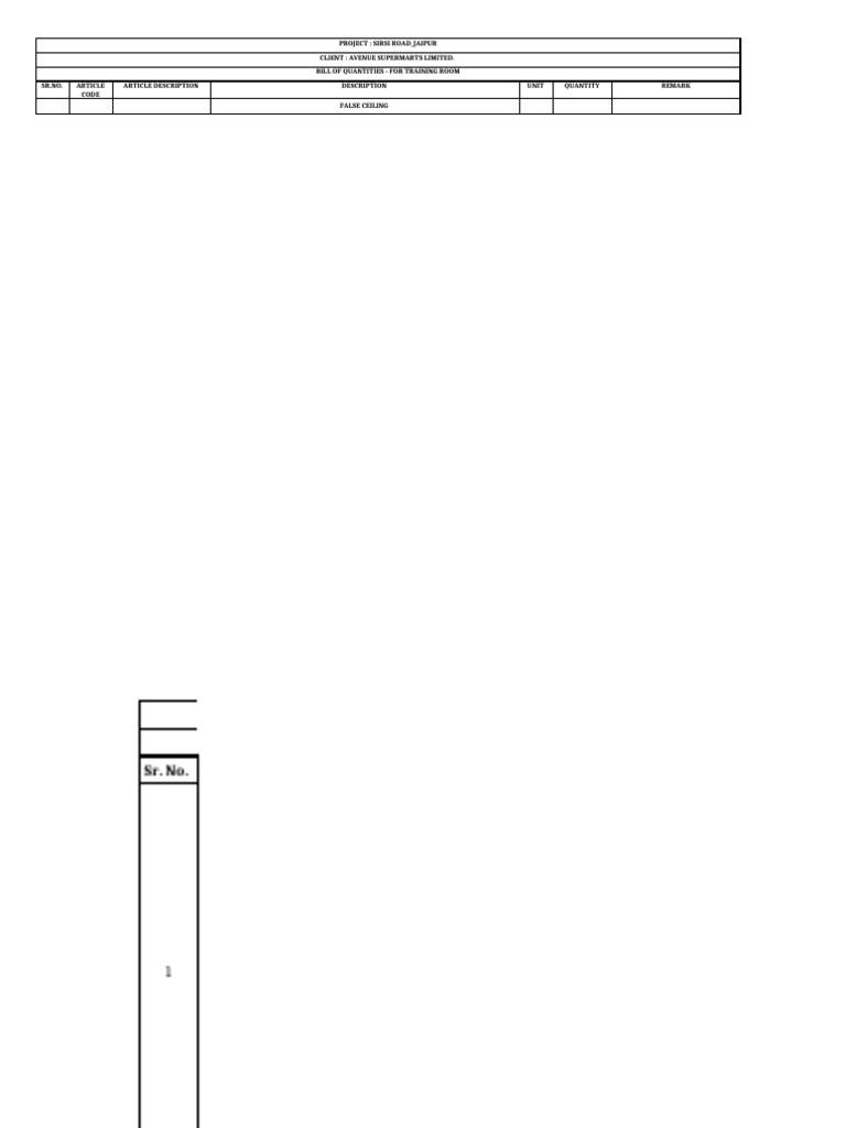 False Ceiling Measurement Sheet | PDF | Building Materials | Materials