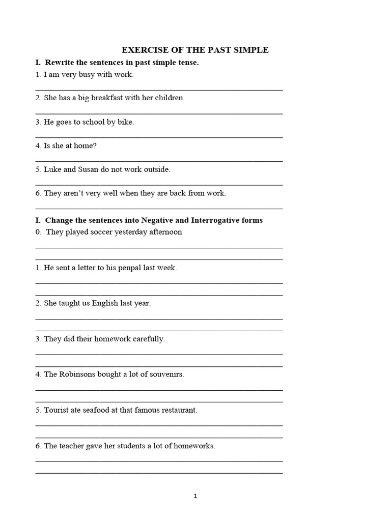 Exercise of The Past Simple | PDF | Grammar | Linguistics
