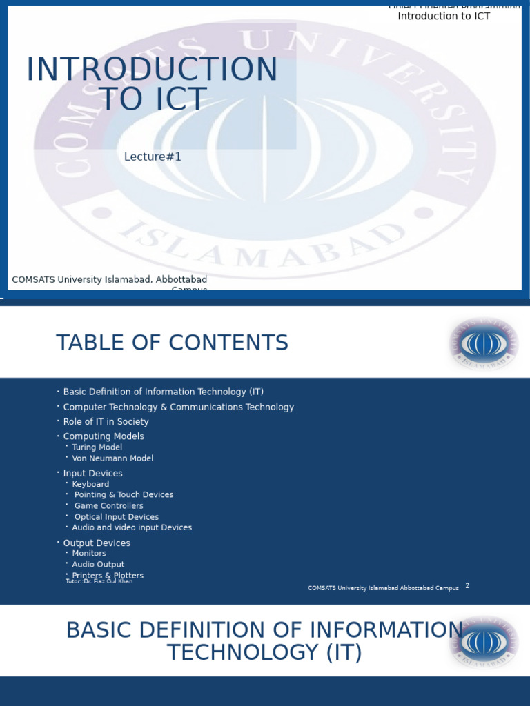 Introduction To ICT Lecture 1 | PDF | Printer (Computing) | Computer ...