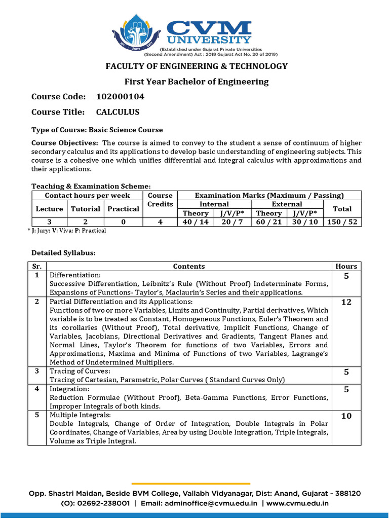 Faculty of Engineering & Technology First Year Bachelor of Engineering ...