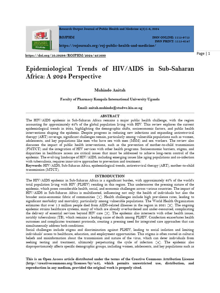 HIV/AIDS Trends in Sub-Saharan Africa 2024 | PDF | Hiv/Aids | Tuberculosis