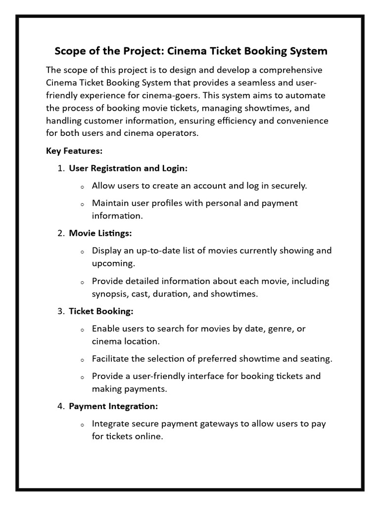 Scope of the Project | PDF | Movie Theater | Payments