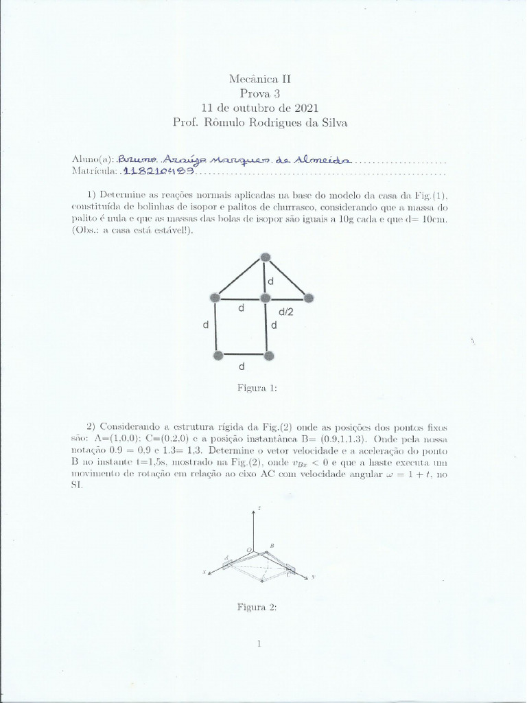 3 Prova Mecânica Ii Bruno Araújo Pdf
