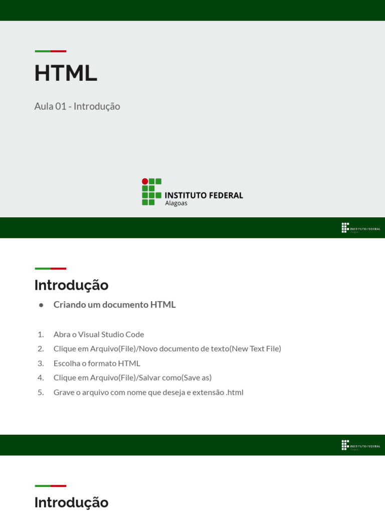 Introdução ao HTML e Formatação de Textos | PDF | Elemento HTML | Html