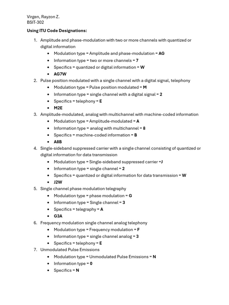 ITU Code Designations for Modulation Types | PDF | Modulation | Sound ...