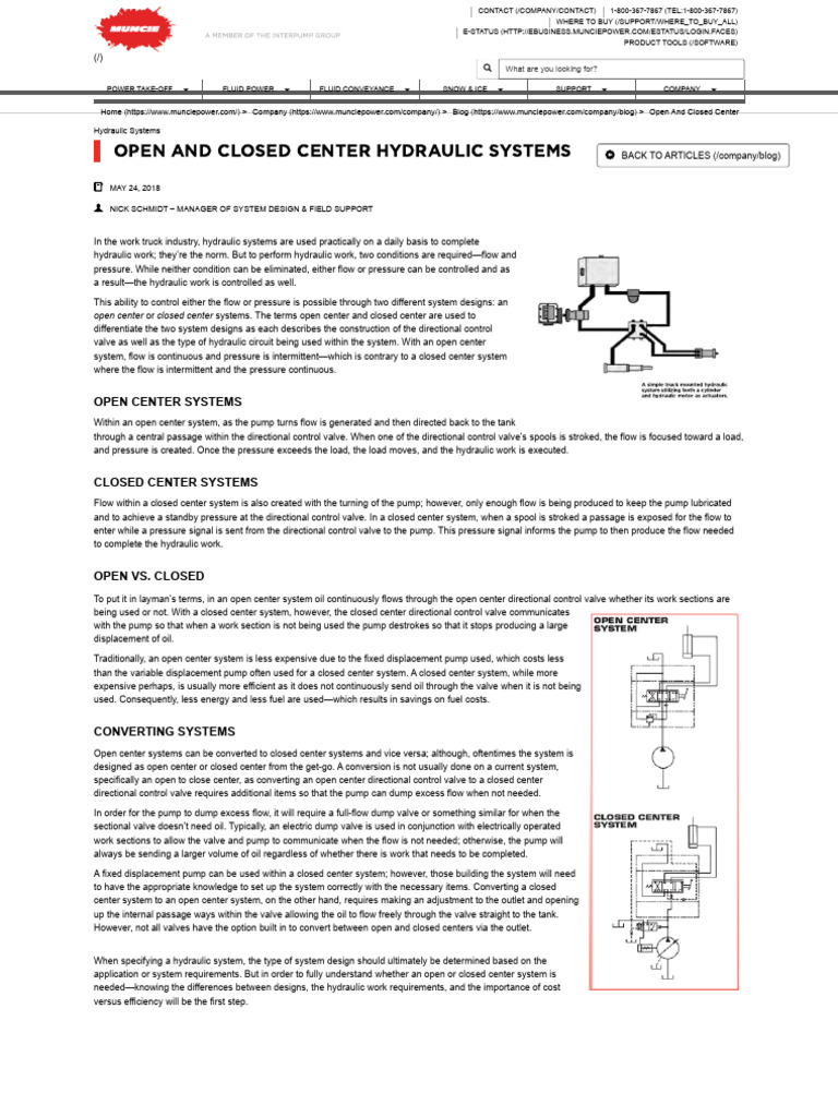Open and Closed Center Hydraulic Systems | PDF | Pump | Valve
