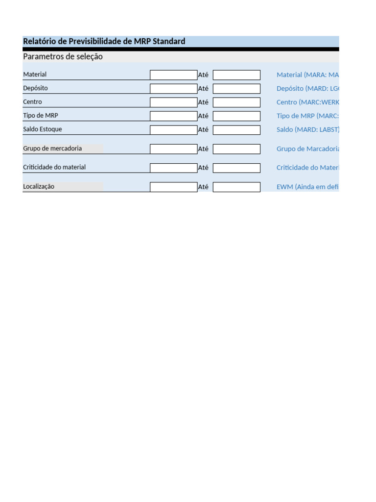 Relatório de MRP Standard | PDF