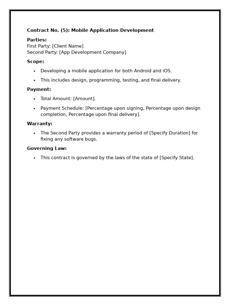 Mobile App Development Contract Template | PDF