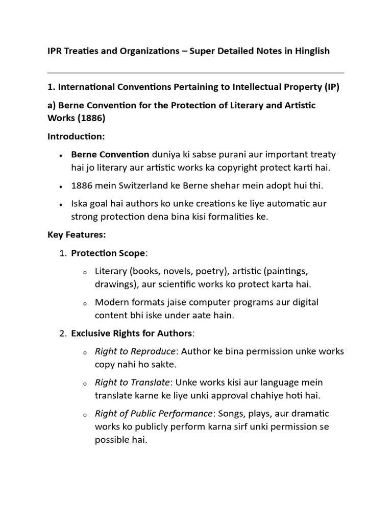IPR Treaties and Organizations Notes | PDF | Plant Breeding | Agriculture