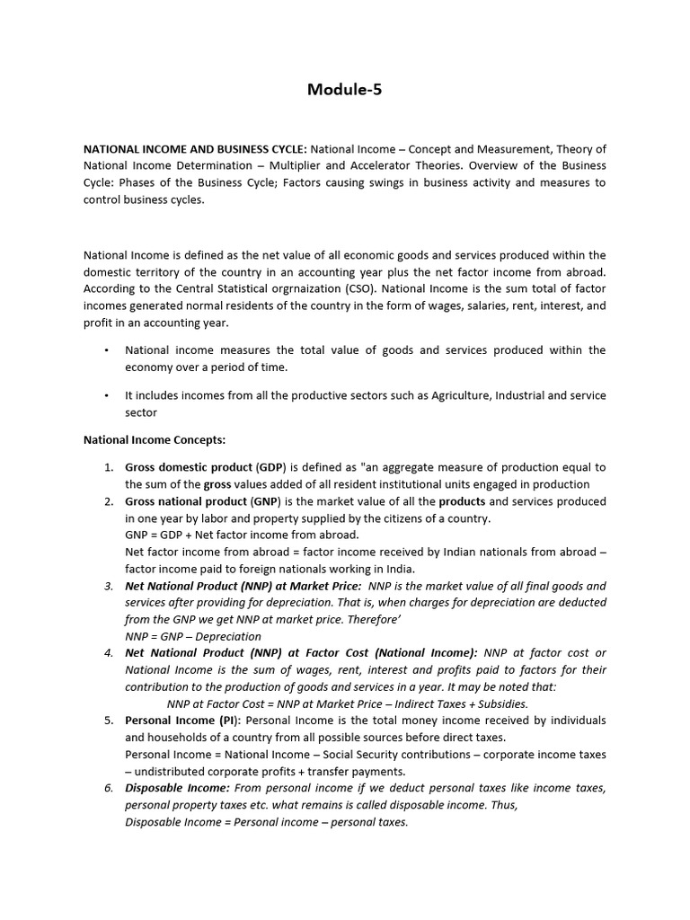 MEModule 5 Notes | PDF | Cost Of Living | Measures Of National Income ...