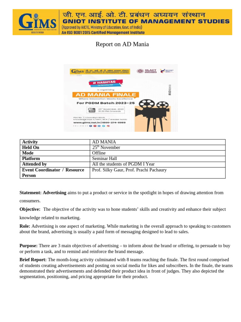 AD Mania: Enhancing Marketing Skills | PDF