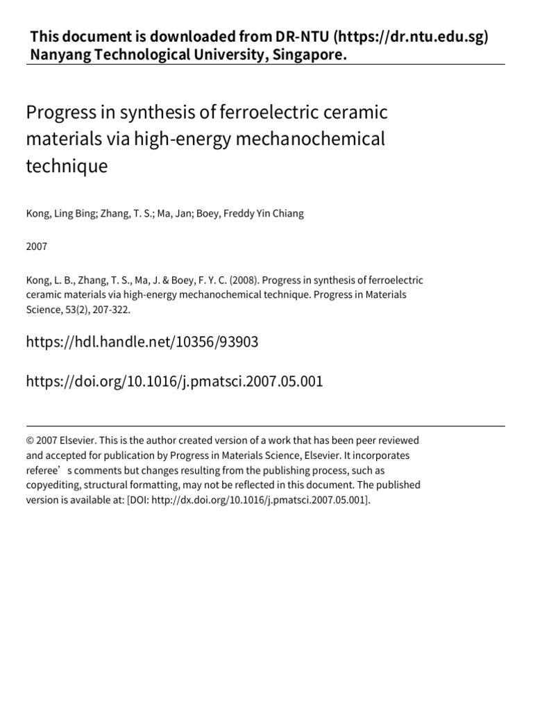 Progress in Synthesis of Ferroelectric Ceramic Materials Via High ...