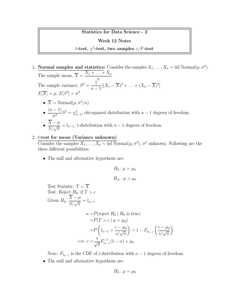 Week 12 | PDF | Null Hypothesis | Student's T Test