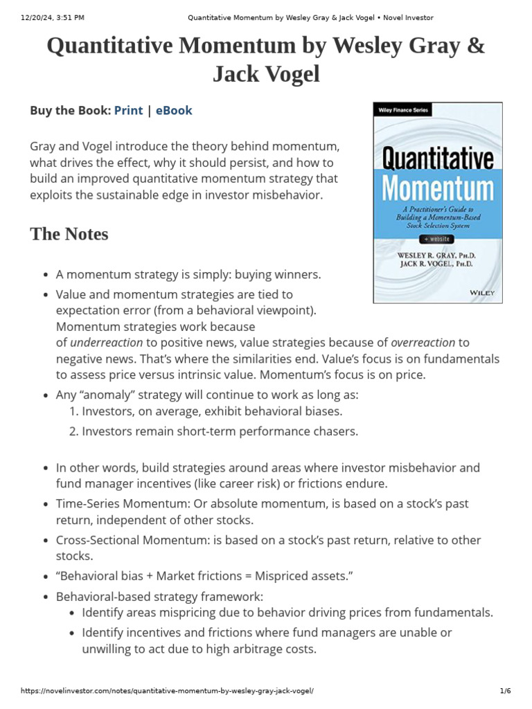 Building a Quantitative Momentum Strategy | PDF | Diversification ...