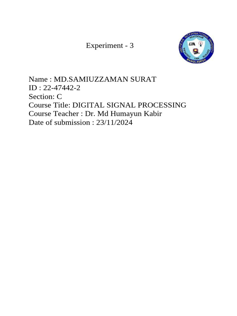 DSP Lab 3 | PDF